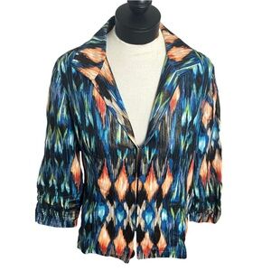 Chicos Abstract Colorful Blazer Jacket Pianna Majestic Ikat Pattern‎ Size 1